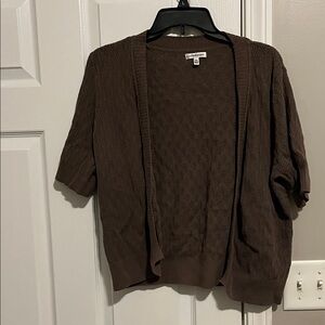 Croft & Barrow Light Brown Short Sleeve Cardigan